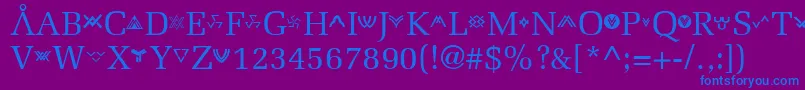 フォントStargate – 紫色の背景に青い文字