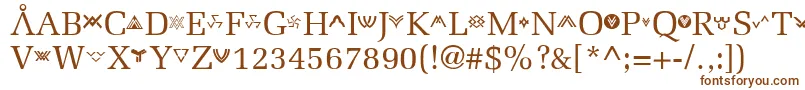 Stargate-fontti – ruskeat fontit valkoisella taustalla