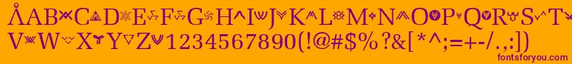 Stargate-fontti – violetit fontit oranssilla taustalla