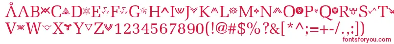 フォントStargate – 白い背景に赤い文字