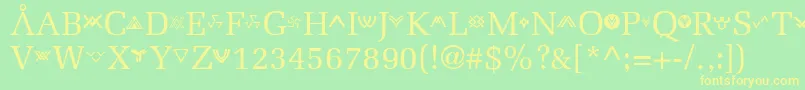 フォントStargate – 黄色の文字が緑の背景にあります