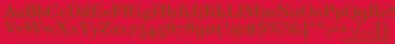 フォントWalbaumTextProBold – 赤い背景に茶色の文字