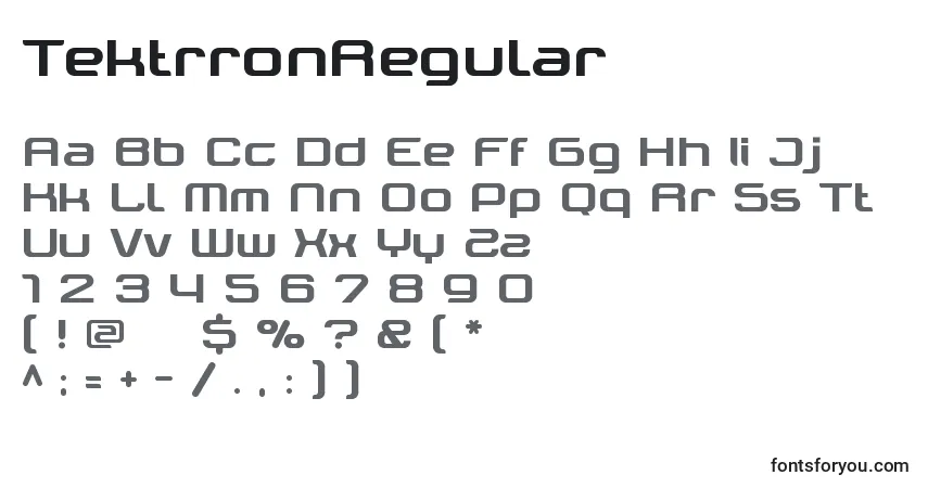 TektrronRegular font – alphabet, numbers, special characters