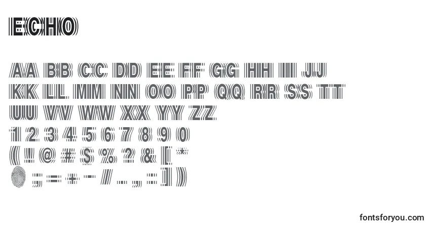 characters of echo font, letter of echo font, alphabet of  echo font