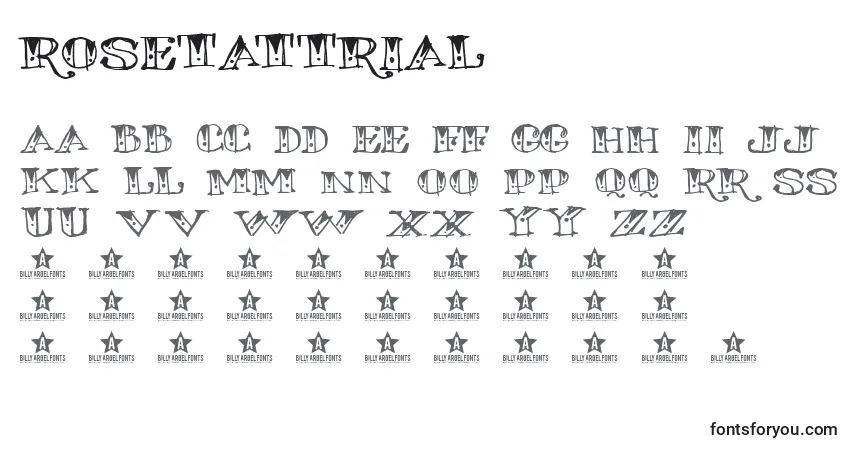 characters of rosetattrial font, letter of rosetattrial font, alphabet of  rosetattrial font