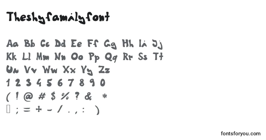 characters of theshyfamilyfont font, letter of theshyfamilyfont font, alphabet of  theshyfamilyfont font