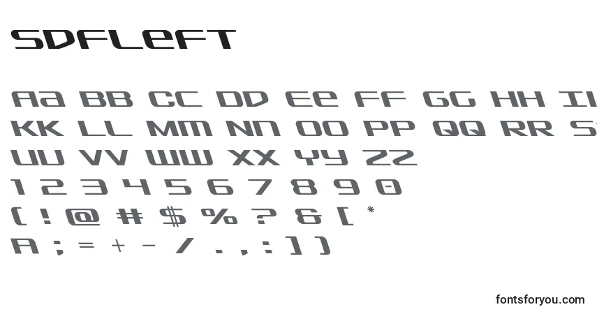 characters of sdfleft font, letter of sdfleft font, alphabet of  sdfleft font