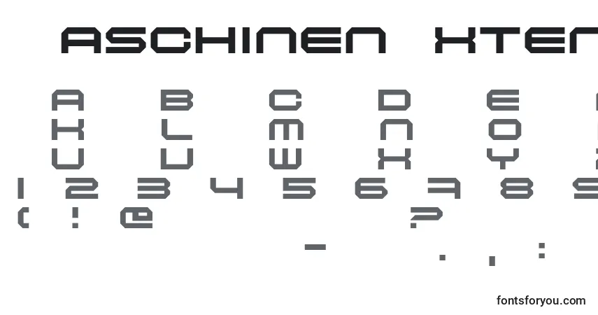 characters of maschinenextended font, letter of maschinenextended font, alphabet of  maschinenextended font