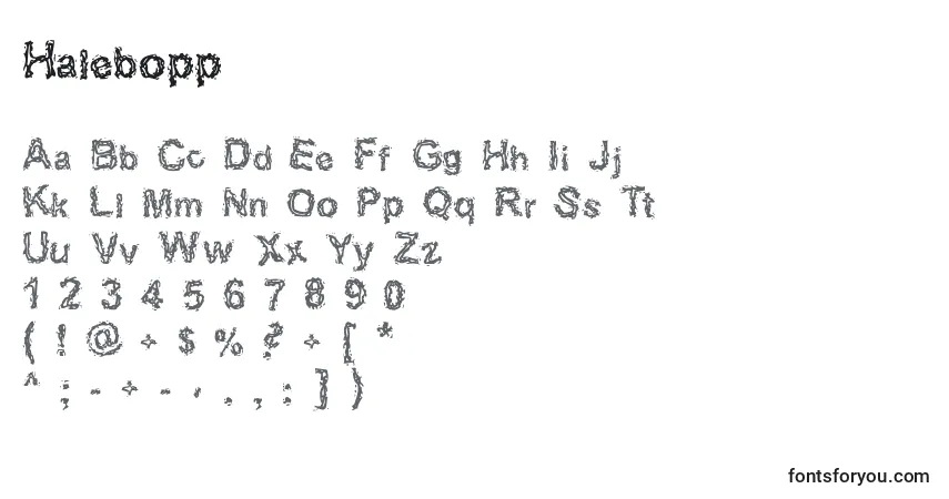 characters of halebopp font, letter of halebopp font, alphabet of  halebopp font
