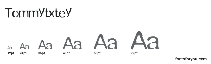 sizes of tommytxtey font, tommytxtey sizes