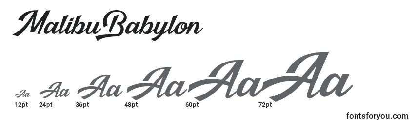 sizes of malibubabylon font, malibubabylon sizes