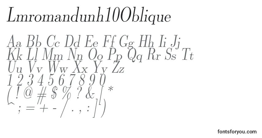 characters of lmromandunh10oblique font, letter of lmromandunh10oblique font, alphabet of  lmromandunh10oblique font