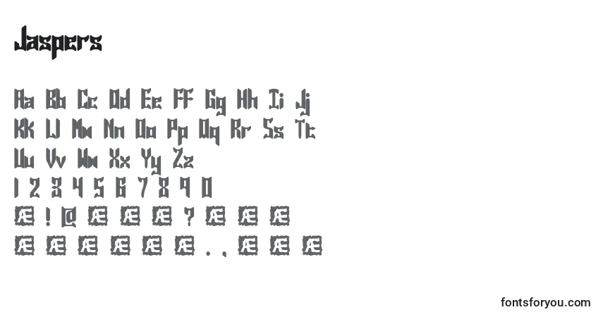 characters of jaspers font, letter of jaspers font, alphabet of  jaspers font