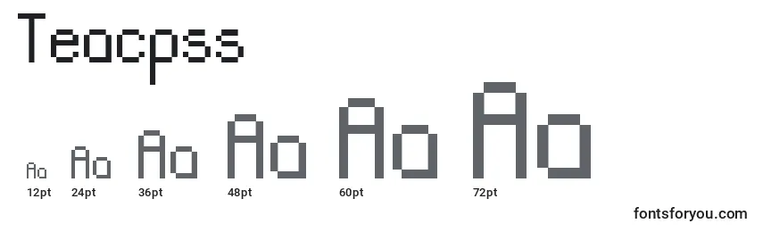 sizes of teacpss font, teacpss sizes