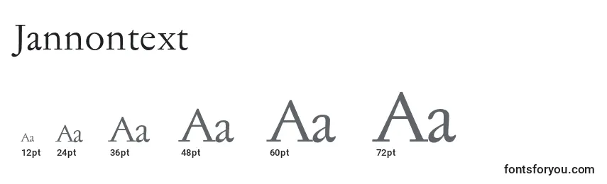 sizes of jannontext font, jannontext sizes