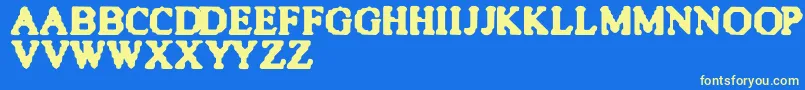 QuiteBlunt-fontti – keltaiset fontit sinisellä taustalla