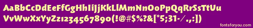 Fonte WoodlandItcHeavy – fontes amarelas em um fundo roxo