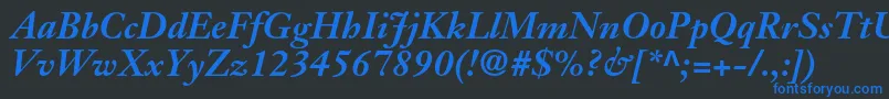 JansontextltstdBolditalic Font – Blue Fonts on Black Background