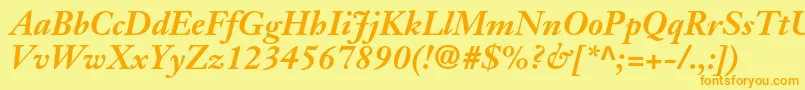 JansontextltstdBolditalic Font – Orange Fonts on Yellow Background