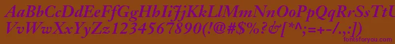 JansontextltstdBolditalic Font – Purple Fonts on Brown Background