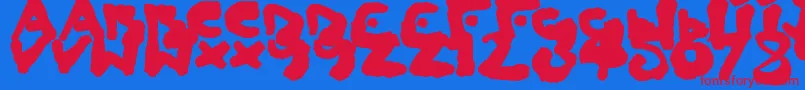 ChildlikeBlobs-Schriftart – Rote Schriften auf blauem Hintergrund