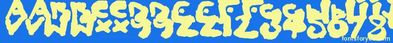 ChildlikeBlobs Font – Yellow Fonts on Blue Background