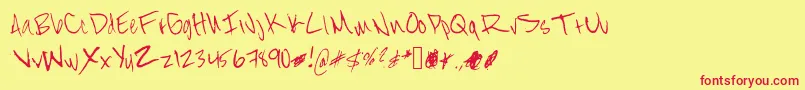 フォントStreetPrescription – 赤い文字の黄色い背景