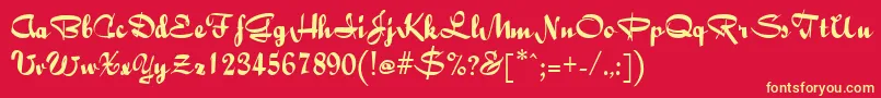 BaileyScriptRegular Font – Yellow Fonts on Red Background