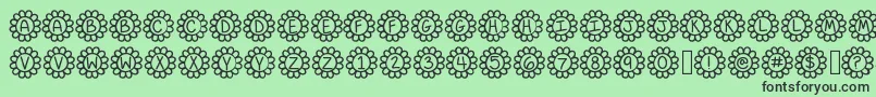 Flower Power-Schriftart – Schwarze Schriften auf grünem Hintergrund