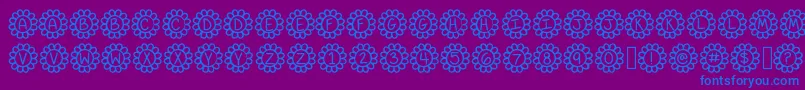 Flower Power-Schriftart – Blaue Schriften auf violettem Hintergrund