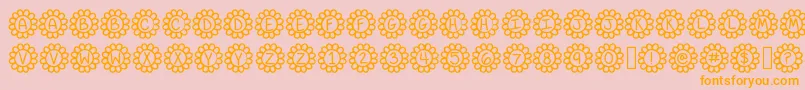 Flower Power-Schriftart – Orangefarbene Schriften auf rosa Hintergrund