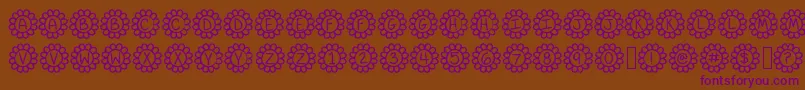 Flower Power-Schriftart – Violette Schriften auf braunem Hintergrund