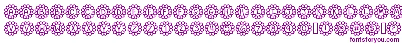 Flower Power-Schriftart – Violette Schriften auf weißem Hintergrund