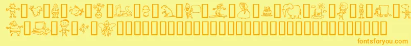 Minimun-Schriftart – Orangefarbene Schriften auf gelbem Hintergrund