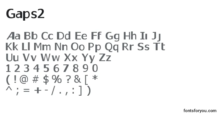 A fonte Gaps2 – alfabeto, números, caracteres especiais