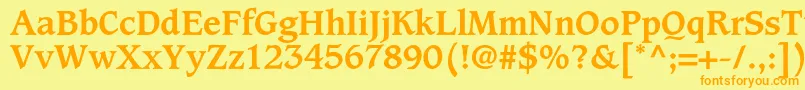 フォントCaxtonstdBold – オレンジの文字が黄色の背景にあります。