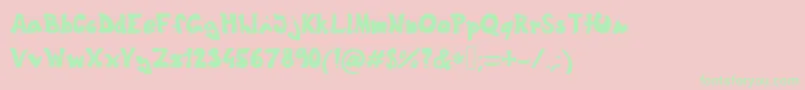 Fonte Theshyfamilyfont – fontes verdes em um fundo rosa