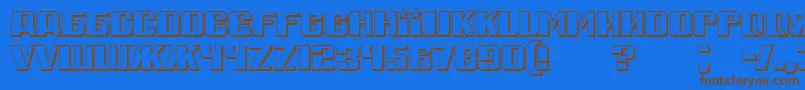RussianSpringShadow-Schriftart – Braune Schriften auf blauem Hintergrund