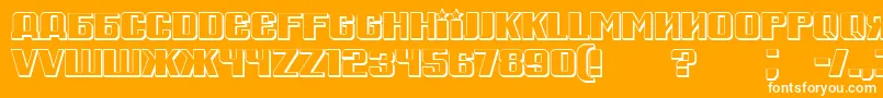 RussianSpringShadow-Schriftart – Weiße Schriften auf orangefarbenem Hintergrund