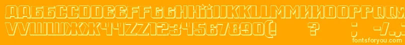 RussianSpringShadow-Schriftart – Gelbe Schriften auf orangefarbenem Hintergrund