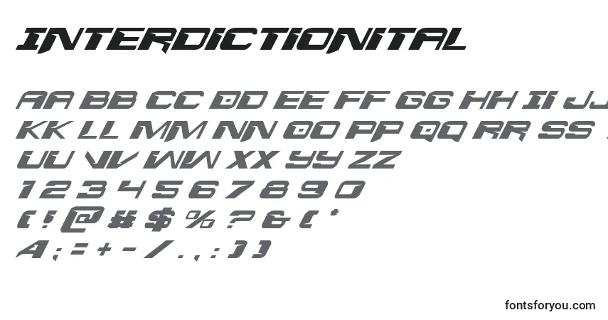 Interdictionital Font – alphabet, numbers, special characters