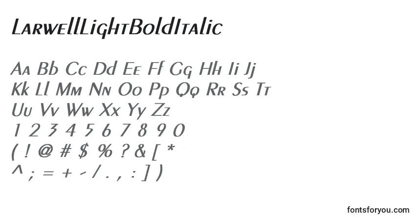 LarwellLightBoldItalicフォント–アルファベット、数字、特殊文字