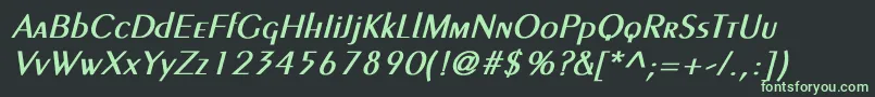 Czcionka LarwellLightBoldItalic – zielone czcionki na czarnym tle