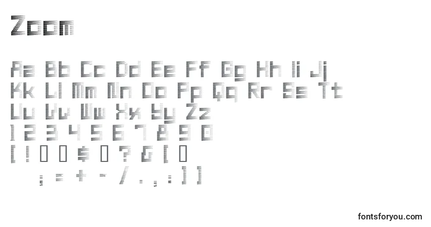 Zoom-fontti – aakkoset, numerot, erikoismerkit