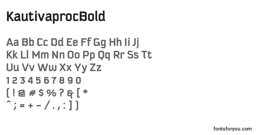 Czcionka KautivaprocBold – alfabet, cyfry, specjalne znaki