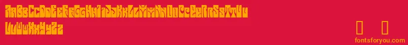 ButterfieldDemo-Schriftart – Orangefarbene Schriften auf rotem Hintergrund