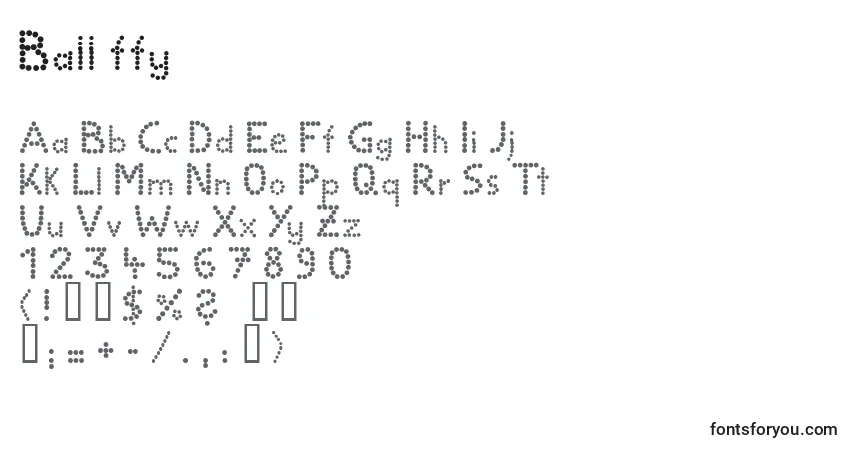 Schriftart Ball ffy – Alphabet, Zahlen, spezielle Symbole