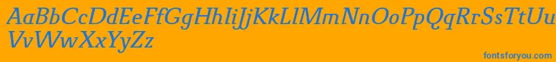 NovelloProItalic Font – Blue Fonts on Orange Background