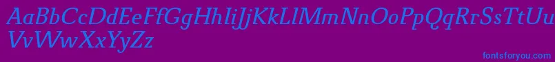 Czcionka NovelloProItalic – niebieskie czcionki na fioletowym tle