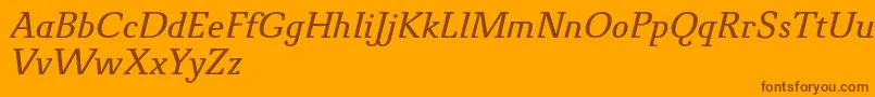 Saiba mais sobre a fonte NovelloProItalic Fonte NovelloProItalic – fontes marrons em um fundo laranja